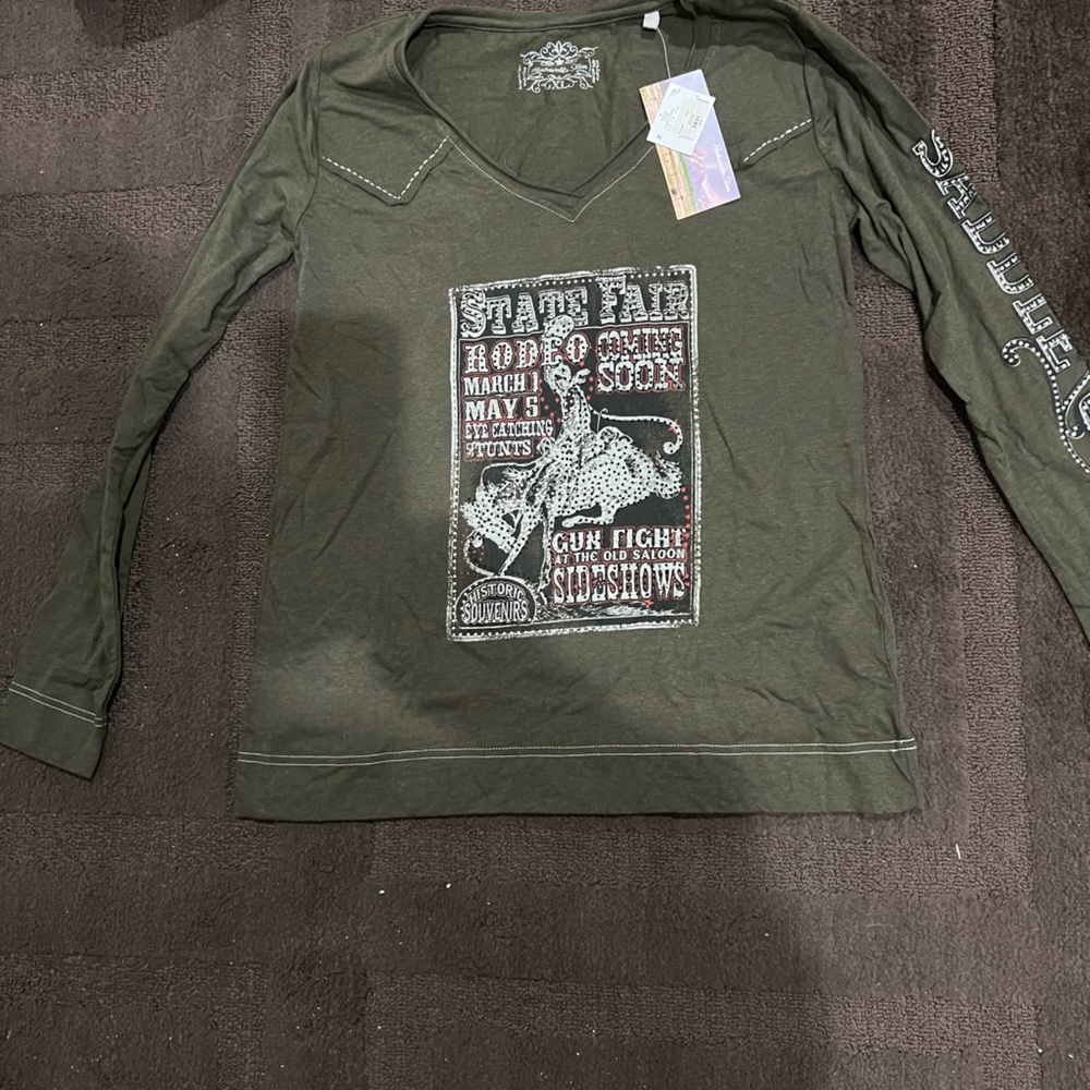 Ladies Olive green long sleeve shirt